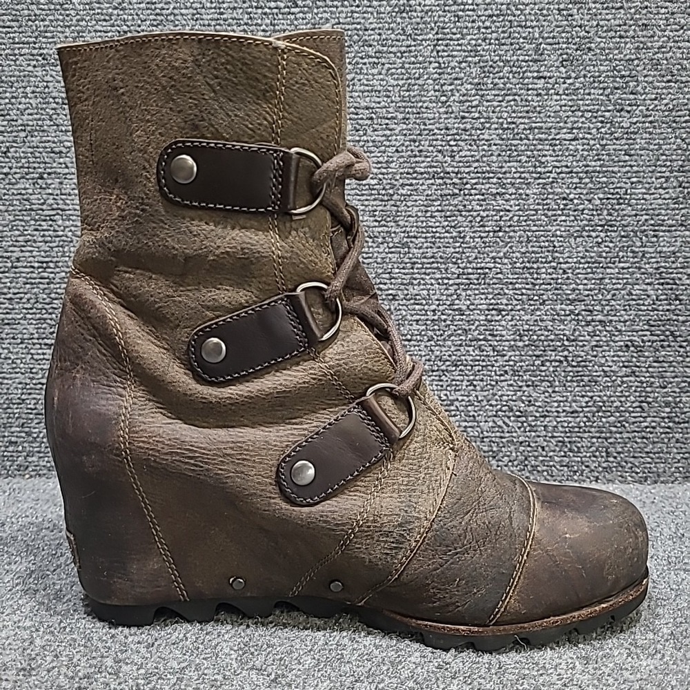 Sorel Joan of Arctic Wedge Lace Up Leather Boots Brown Womens Size 9.5 / EU 40.5 - Picture 10 of 13